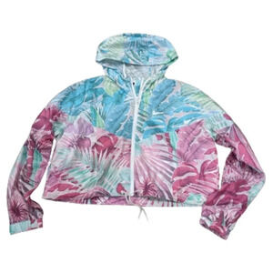 Nike Sportswear Womens Windrunner Cropped Floral Full-Zip Jacket with hood‎ M